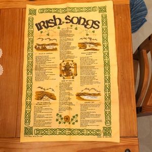 Small Yellow, Brown, and Green  Irish Songs Printed Tapestry, 28"x 18"